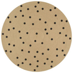 Berkfield Modern Handmade Rug Jute With Print Polka Dot 150 Cm - thumbnail 2
