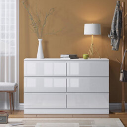 Fwstyle 6 Drawer Chest Of Drawers White Gloss Scratch Resistant (H) 77 (W) 110 (D) 40Cm - thumbnail 3