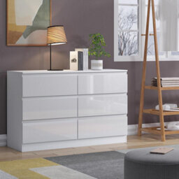 Fwstyle 6 Drawer Chest Of Drawers White Gloss Scratch Resistant (H) 77 (W) 110 (D) 40Cm - thumbnail 2