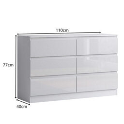Fwstyle 6 Drawer Chest Of Drawers White Gloss Scratch Resistant (H) 77 (W) 110 (D) 40Cm - thumbnail 6