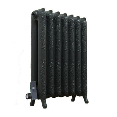 Electric Baroque Cast Iron Radiators 760mm (H) X 590mm (L) - Satin Black - image 1