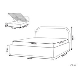 Beliani Ottoman Bed Chenille Quillien 180 X 200 Cm (Eu Super King) Light Blue - thumbnail 3
