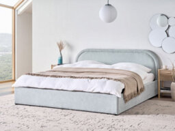 Beliani Ottoman Bed Chenille Quillien 180 X 200 Cm (Eu Super King) Light Blue - thumbnail 2
