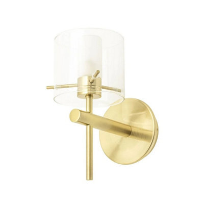 CGC Lighting Cgc Riley Satin Brass & Glass Cylinder Wall Light - image 1