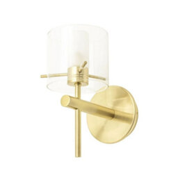 CGC Lighting Cgc Riley Satin Brass & Glass Cylinder Wall Light - thumbnail 1