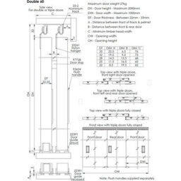 Afit Top Hung Double Wardrobe Sliding Door System To Suit 1.8M Opening - 2 Door Kit - thumbnail 4