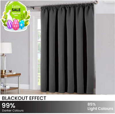 Ameha Plain Blackout Curtain Thick Thermal Insulated Pencil Pleat Dark Grey Kitchen Curtains 46'' X 54'' Pair With 2X Tie Backs - image 1