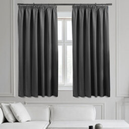 Ameha Plain Blackout Curtain Thick Thermal Insulated Pencil Pleat Dark Grey Kitchen Curtains 46'' X 54'' Pair With 2X Tie Backs - thumbnail 7