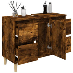 Berkfield Sink Cabinet Smoked Oak 80X33X60 Cm Engineered Wood - thumbnail 4