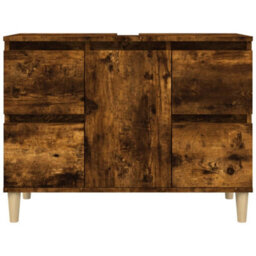 Berkfield Sink Cabinet Smoked Oak 80X33X60 Cm Engineered Wood - thumbnail 5