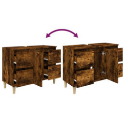 Berkfield Sink Cabinet Smoked Oak 80X33X60 Cm Engineered Wood - thumbnail 8