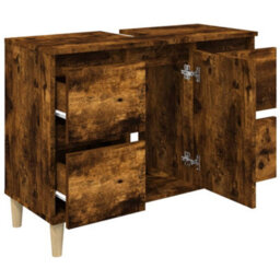 Berkfield Sink Cabinet Smoked Oak 80X33X60 Cm Engineered Wood - thumbnail 6
