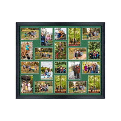 AK Frames 80X70Cm Black Classic Multi Photo Frame With Emerald Mount - Holds 20 Apertures (18X) 6X4, (2X) 4X4 Photos - image 1