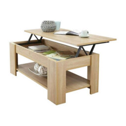 Wooden Coffee Table Lift Top Up With Storage Shelf Living Room Furniture Oak - thumbnail 1