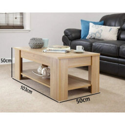Wooden Coffee Table Lift Top Up With Storage Shelf Living Room Furniture Oak - thumbnail 3