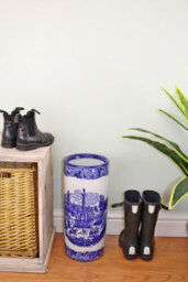 Geko Umbrella Stand, Vintage Blue & White Townscape Design - thumbnail 4