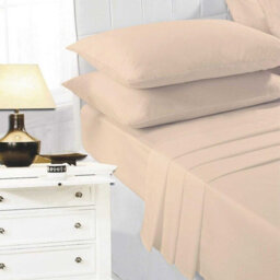 K Collection Percale Percale Fitted Sheet Beige (Double)