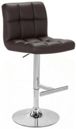 Lamboro Allegro Single Breakfast Bar Stool, Chrome Footrest, Height Adjustable Swivel Gas Lift, Kitchen Bar & Home Barstool, Brown