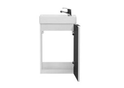 Impact Furniture Cloakroom Vanity Unit Small Sink Wall Cabinet Slimline White Ribbed 400mm Adel - thumbnail 9