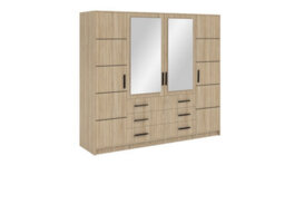 Arte Bali 240Cm Wardrobe - Oak Sonoma With Mirrored Panels And Versatile Storage - thumbnail 1