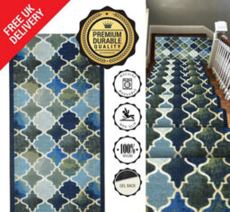 "Bravich Hard Wearing Non-Slip Kitchen Runner Mat - Blue Anejo - 2'2""x3'ft (66X91Cm)" - thumbnail 9