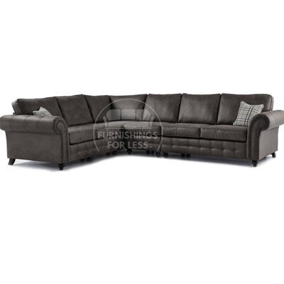 Furnishings For Less UK Oakland Charcoal Chesterfield 6 Seater L Shape Large Corner Sofa - image 1