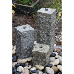 Buttercup Farm Granite Natural Surface Column Water Features (Set Of 3) With Pump, Light, Reservoir And Grid - 20/35/50Cm H - Grey - thumbnail 2
