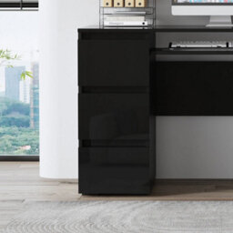 Black Dressing Table High Gloss Vanity Makeup Pc Desk 6 Drawers Storage W Socket - thumbnail 4