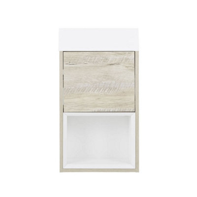 Homestylestore 400mm Light Oak Bathroom Wall Hung Vanity Unit With Basin - image 1