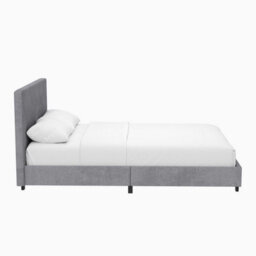 Fwstyle Small Double Queen Grey Ribbed Linen Upholstered Fabric Bed Frame - thumbnail 5