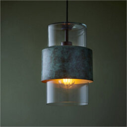 Loops 2 Pack Hanging Ceiling Pendant Light - Verdigris Bronze Plate & Clear Glass - 10W Led E27 - thumbnail 3