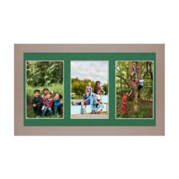 AK Frames 40X20Cm Rose Gold Modern Multi Photo Frame With Emerald Mount - Holds 3 Apertures (3X) 6X4 Photos