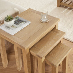 The Furniture Market Cheshire Whitewash Oak Nest Of 3 Tables - thumbnail 3