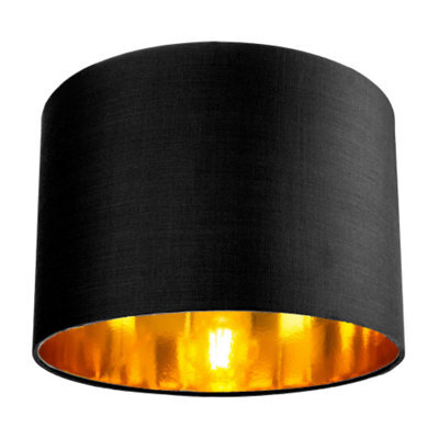 Happy Homewares Contemporary Black Cotton 10 Table/pendant Lamp Shade With Shiny Golden Inner - image 1