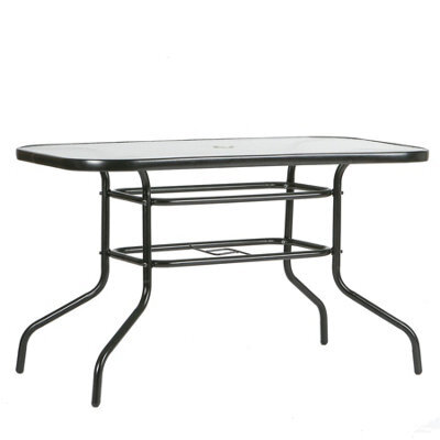 Harbour Housewares Metal Glass Top Garden Table - 120Cm X 70Cm - Black