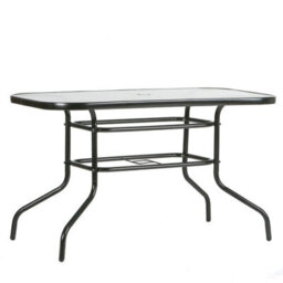 Harbour Housewares Metal Glass Top Garden Table - 120Cm X 70Cm - Black - thumbnail 1