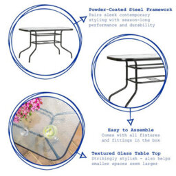 Harbour Housewares Metal Glass Top Garden Table - 120Cm X 70Cm - Black - thumbnail 2
