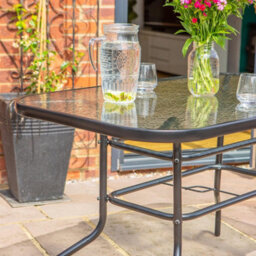 Harbour Housewares Metal Glass Top Garden Table - 120Cm X 70Cm - Black - thumbnail 6