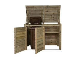 Arbor Garden Solutions Wooden Wheelie Bin Store (Double, Light Green (Natural), With Recycling Shelf) - thumbnail 2