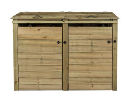 Arbor Garden Solutions Wooden Wheelie Bin Store (Double, Light Green (Natural), With Recycling Shelf) - thumbnail 3