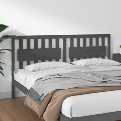 Berkfield Bed Headboard Grey 185.5X4X100 Cm Solid Wood Pine - image 1