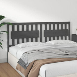 Berkfield Bed Headboard Grey 185.5X4X100 Cm Solid Wood Pine - thumbnail 4