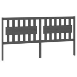 Berkfield Bed Headboard Grey 185.5X4X100 Cm Solid Wood Pine - thumbnail 2