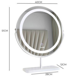 CARME Home Ava White Marble Touch Sensor Led Light Mirror - thumbnail 6