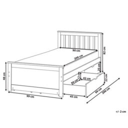 Beliani Bed With 4 Drawers Pine Wood Olendon 90 X 200 Cm (Eu Single) White - thumbnail 3