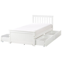 Beliani Bed With 4 Drawers Pine Wood Olendon 90 X 200 Cm (Eu Single) White - thumbnail 1