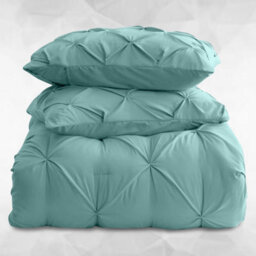 Ameha Pintuck Duvet Cover Set With Pillowcase & Anti-Allergic Microfiber Pinch Pleat Diamond Sage Green Double 200X200Cm - thumbnail 2