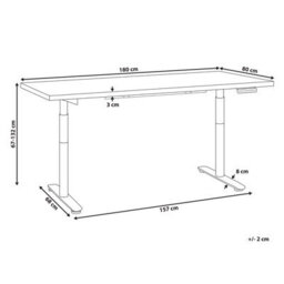 Beliani Electric Adjustable Standing Desk Destinas 180 Cm 80 Cm White - thumbnail 3
