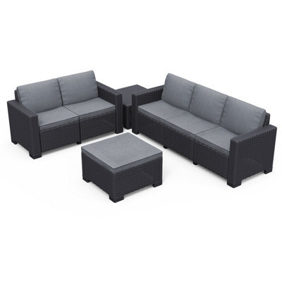 Keter California Graphite Resin 5 Seater Garden Furniture Set With Footstool - image 1