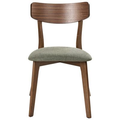 Wyld And Coco Heritage Retro Dining Chairs - Pair, Dark Brown Rubberwood Frame, Padded Green Fabric Seats - image 1